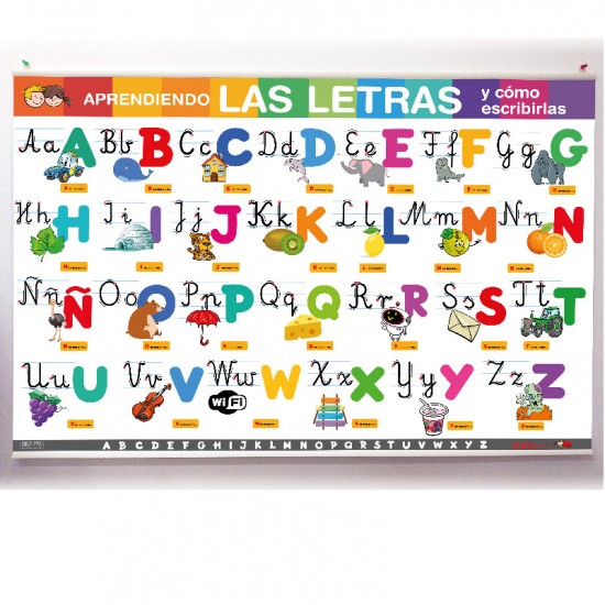 Lona Aprendiendo las letras preescolar de 120 x 80 cms. lista para colgar