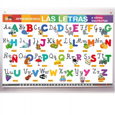 Lona Aprendiendo las letras preescolar de 120 x 80 cms. lista para colgar
