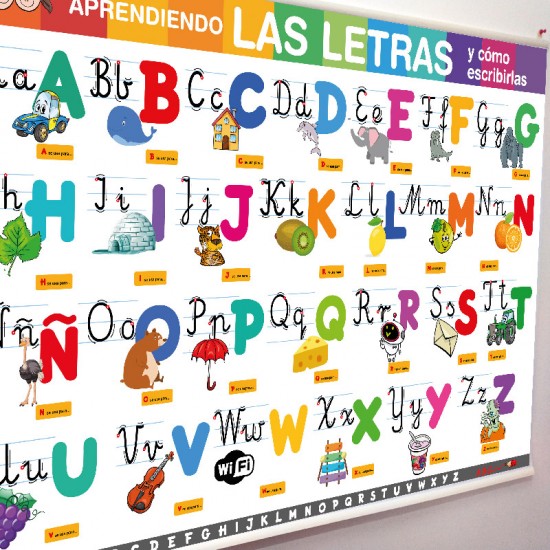 Lona Aprendiendo las letras preescolar de 120 x 80 cms. lista para colgar
