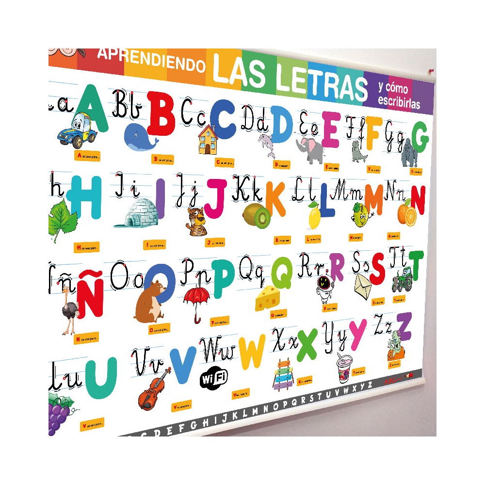 Lona Aprendiendo las letras preescolar de 120 x 80 cms. lista para colgar