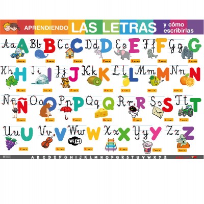 Lona Aprendiendo las letras preescolar de 120 x 80 cms. lista para colgar