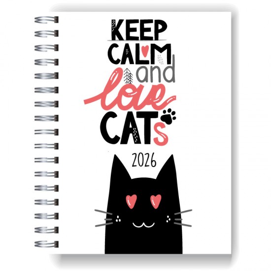 Agenda 2026 tapa dura mod. 5000 "Cats" en caja para regalo