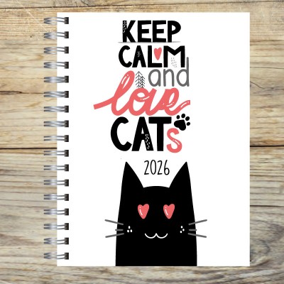Agenda 2026 tapa dura mod. 5000 "Cats" en caja para regalo