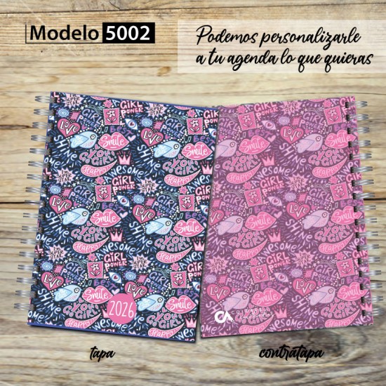 Agenda 2026 tapa dura mod. 5002 "Girls graffiti" en caja para regalo