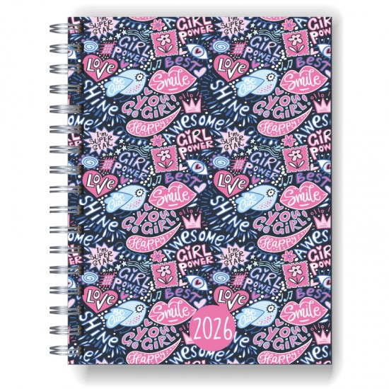 Agenda 2026 tapa dura mod. 5002 "Girls graffiti" en caja para regalo