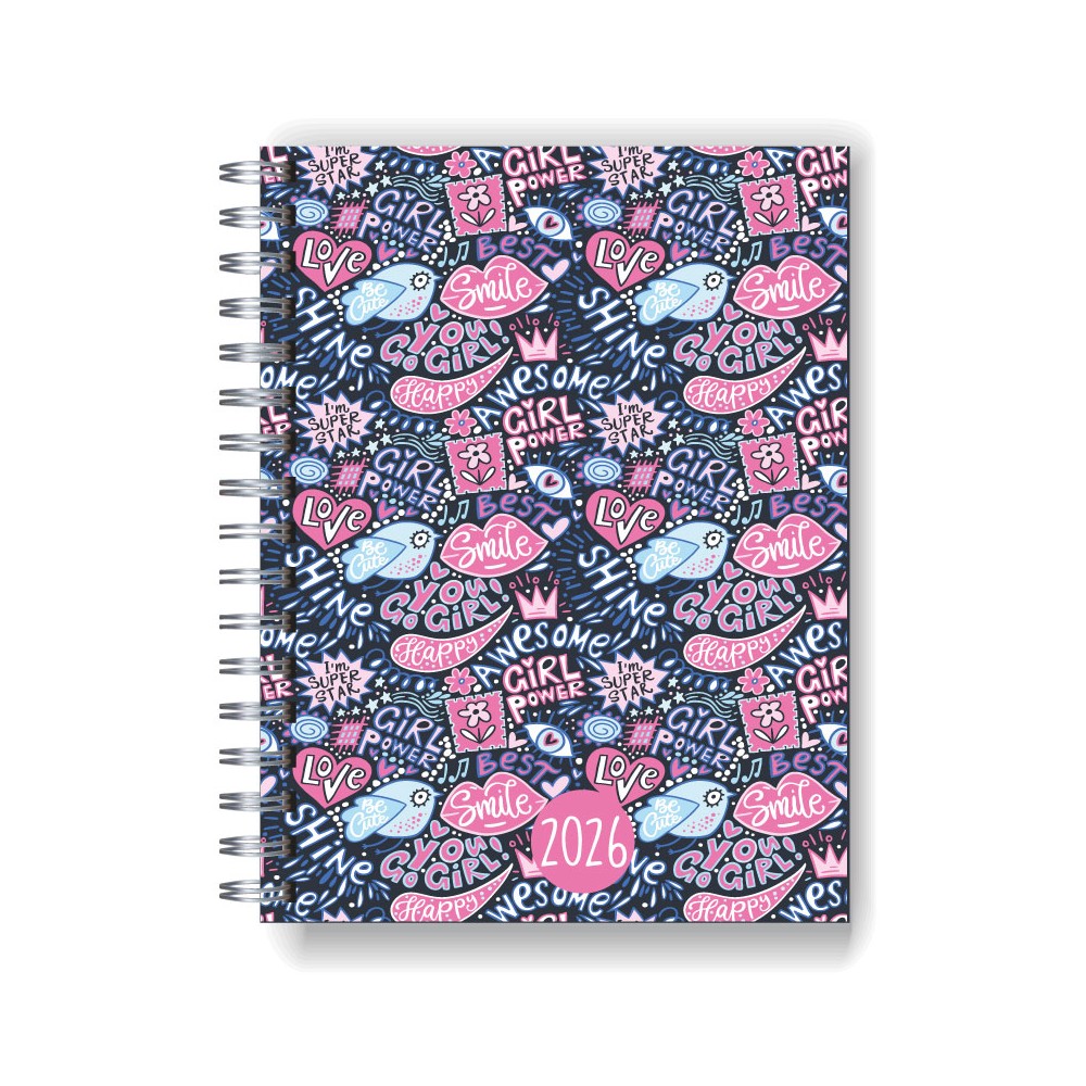Agenda 2026 tapa dura mod. 5002 "Girls graffiti" en caja para regalo