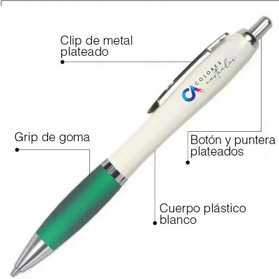 100 Bolígrafos con logo Astor Blanco