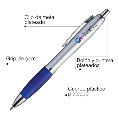 100 Bolígrafos con logo Astor Plata