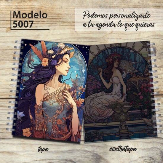 Agenda 2026 tapa dura mod. 5007 "Art Nouveau" en caja para regalo