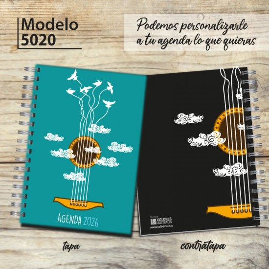 Agenda tapa dura mod. 5020 "Heaven Guitar" en caja para regalo
