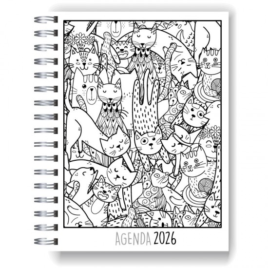 Agenda 2026 tapa dura mod. 5024 "Cats" en caja para regalo