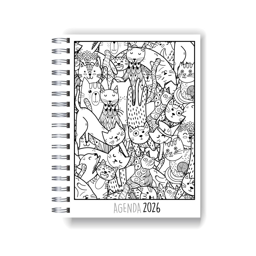 Agenda 2026 tapa dura mod. 5024 "Cats" en caja para regalo
