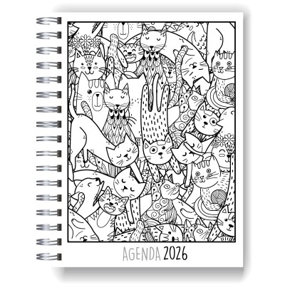 Agenda 2026 tapa dura mod. 5024 "Cats" en caja para regalo