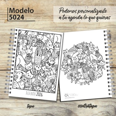 Agenda 2026 tapa dura mod. 5024 "Cats" en caja para regalo