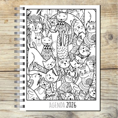 Agenda 2026 tapa dura mod. 5024 "Cats" en caja para regalo