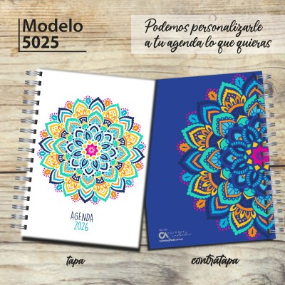 Agenda 2026 tapa dura mod. 5025 "Colorful mandala" en caja para regalo