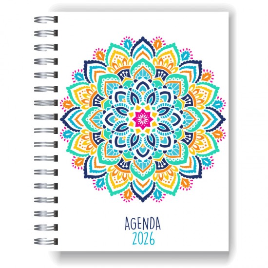 Agenda 2026 tapa dura mod. 5025 "Colorful mandala" en caja para regalo