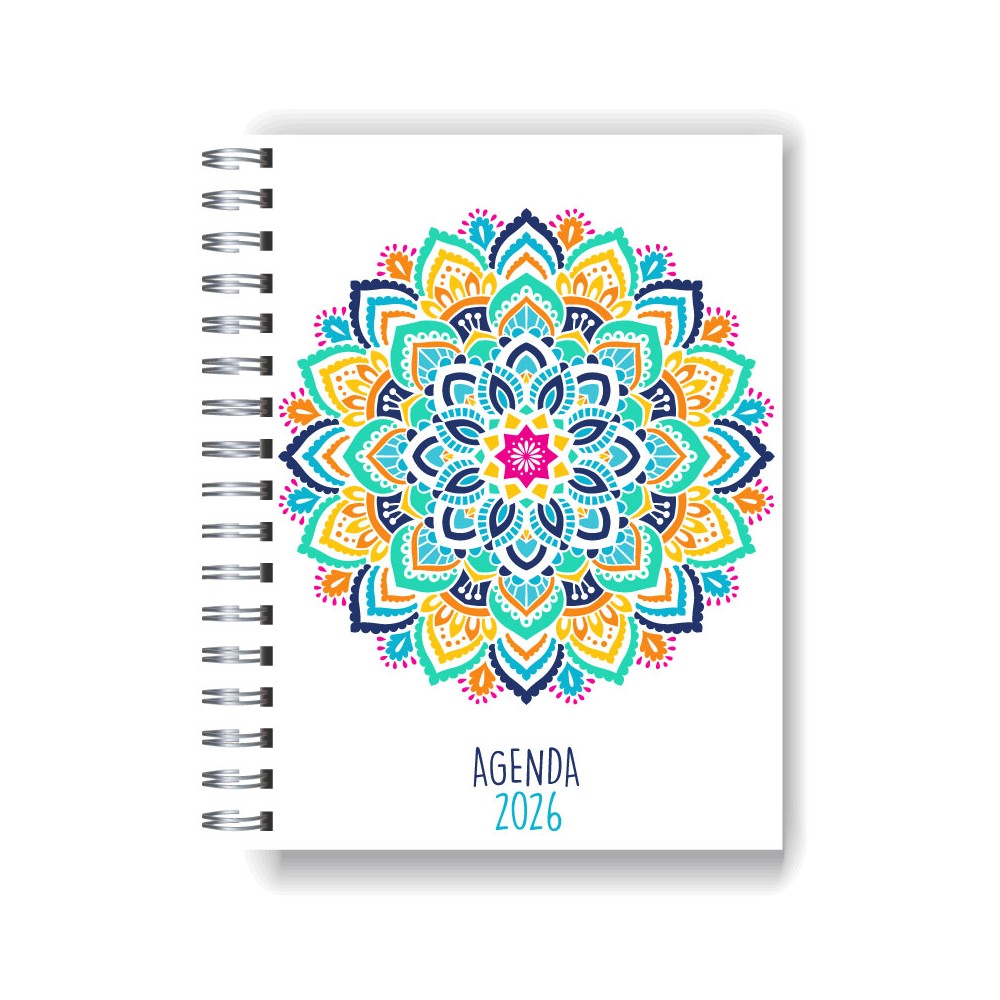 Agenda 2026 tapa dura mod. 5025 "Colorful mandala" en caja para regalo