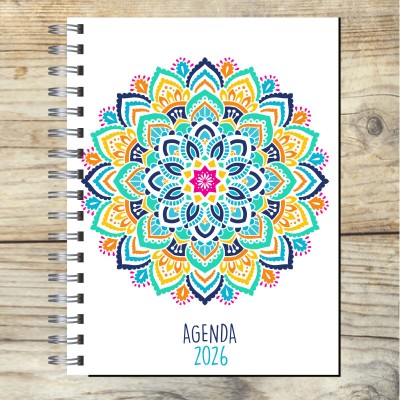Agenda 2026 tapa dura mod. 5025 "Colorful mandala" en caja para regalo