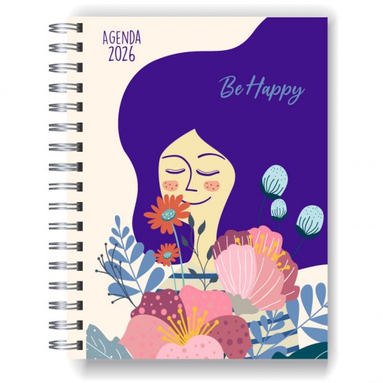Agenda 2025 tapa dura mod. 5027 "Be Happy" en caja para regalo