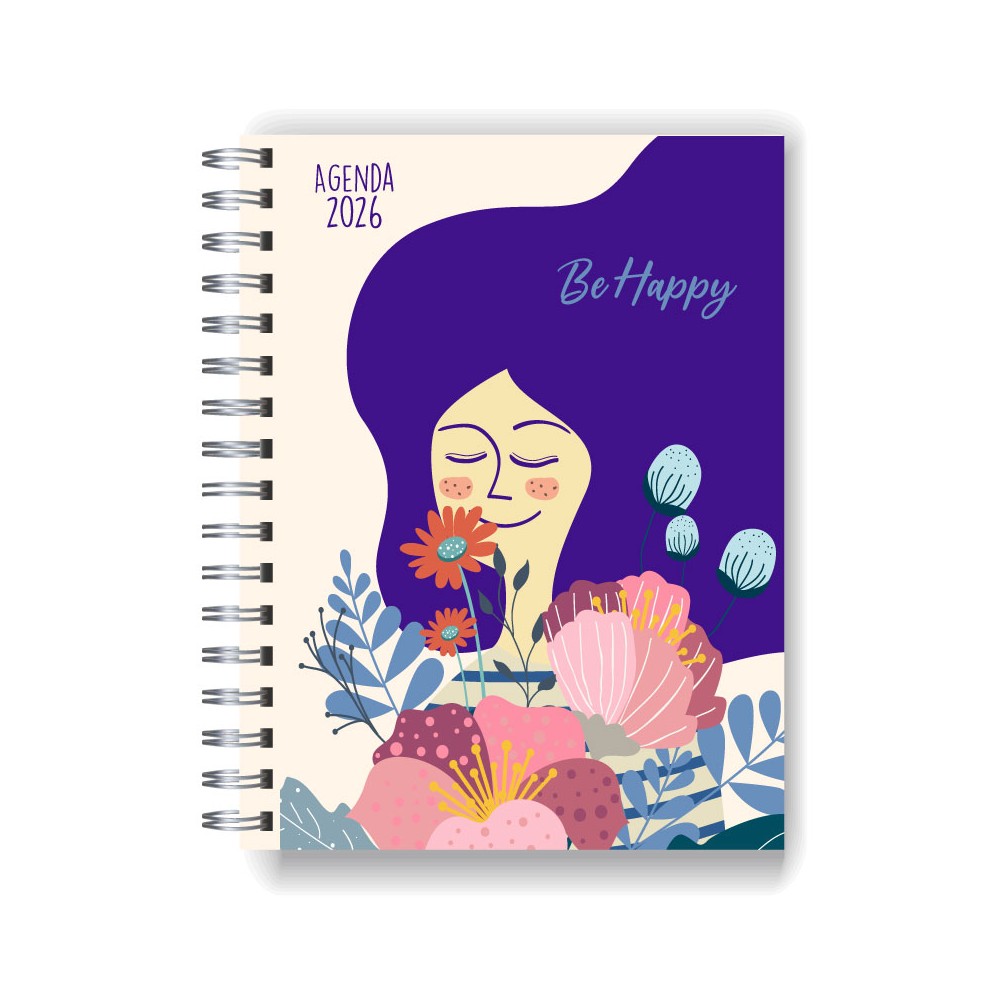 Agenda 2025 tapa dura mod. 5027 "Be Happy" en caja para regalo