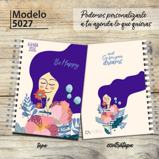 Agenda 2025 tapa dura mod. 5027 "Be Happy" en caja para regalo