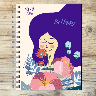 Agenda 2025 tapa dura mod. 5027 "Be Happy" en caja para regalo