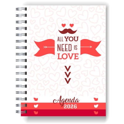 Agenda 2025 tapa dura mod. 5028 "All you need is Love" en caja para regalo