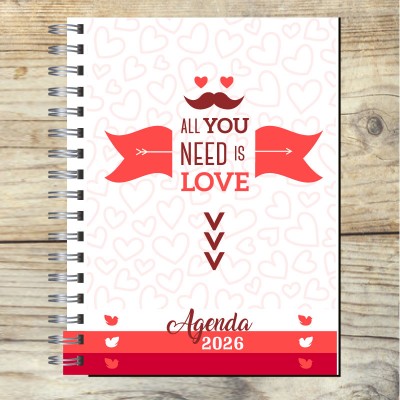 Agenda 2025 tapa dura mod. 5028 "All you need is Love" en caja para regalo