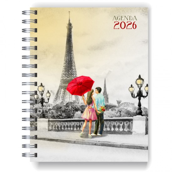Agenda 2026 tapa dura mod. 5033 "Red umbrella" en caja para regalo