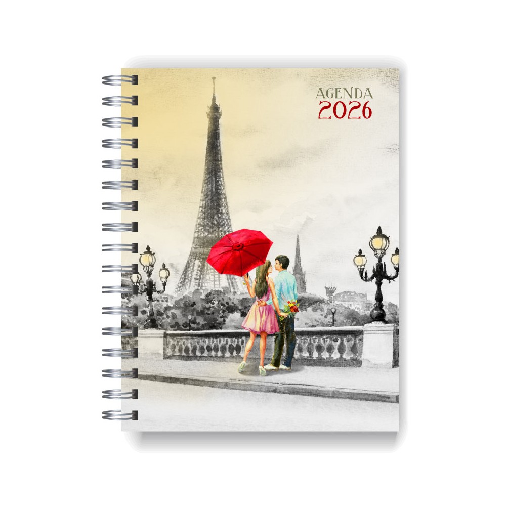 Agenda 2026 tapa dura mod. 5033 "Red umbrella" en caja para regalo