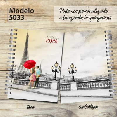 Agenda 2026 tapa dura mod. 5033 "Red umbrella" en caja para regalo