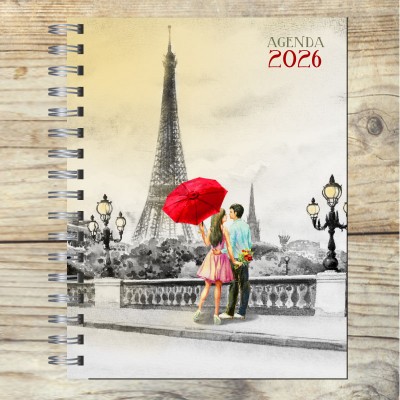 Agenda 2026 tapa dura mod. 5033 "Red umbrella" en caja para regalo