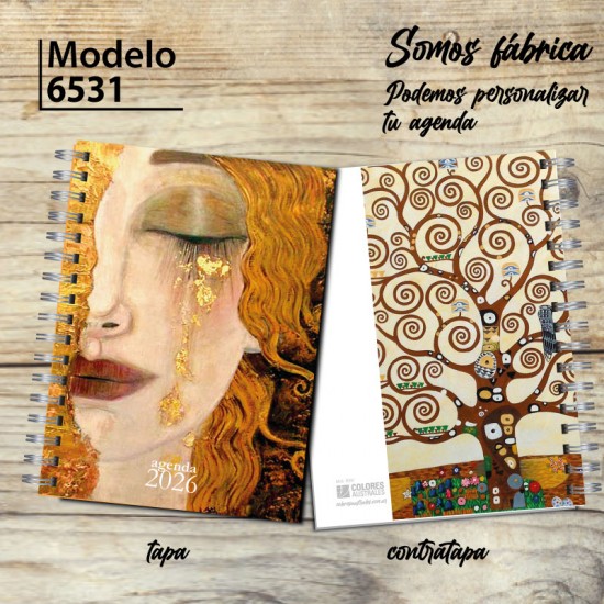 Agenda tapa dura mod. 6531 "Klimt Freya de lágrimas" en caja para regalo