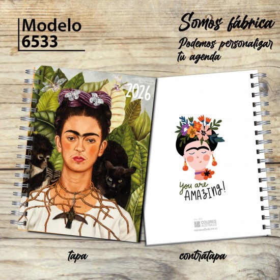 Agenda 2026 tapa dura Modelo 6533 "Frida autoretrato" en caja para regalo
