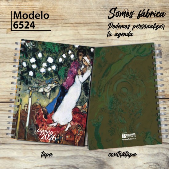 Agenda 2026 tapa dura mod. 6524 "Chagall three candles" en caja para regalo