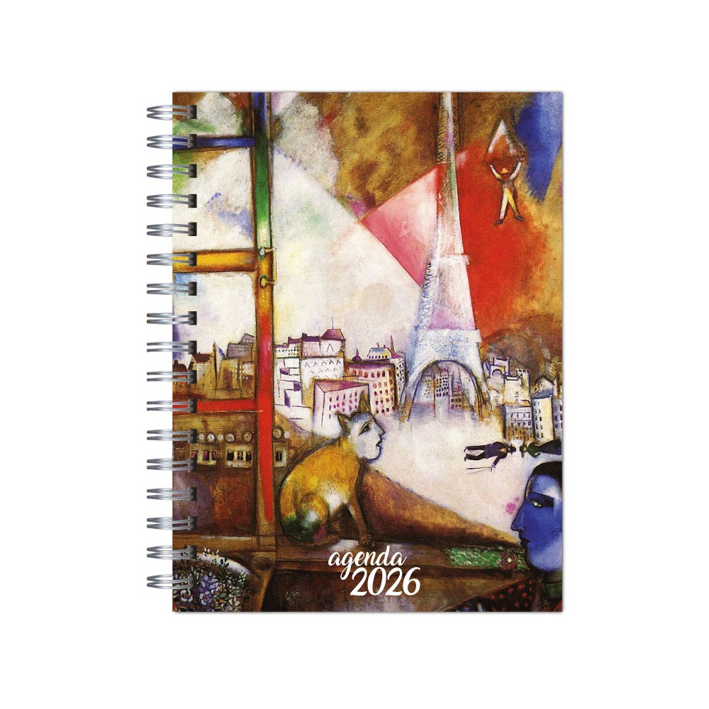 Agenda 2026 tapa dura mod. 6521 "Chagall Cat in Paris" en caja para regalo