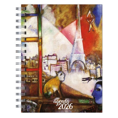 Agenda 2026 tapa dura mod. 6521 "Chagall Cat in Paris" en caja para regalo