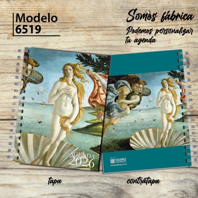 Agenda 2026 tapa dura mod. 6519 "Nacimiento de Venus" en caja para regalo