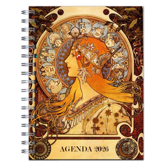 Agenda 2026 tapa dura mod. 6517 "Mucha" en caja para regalo
