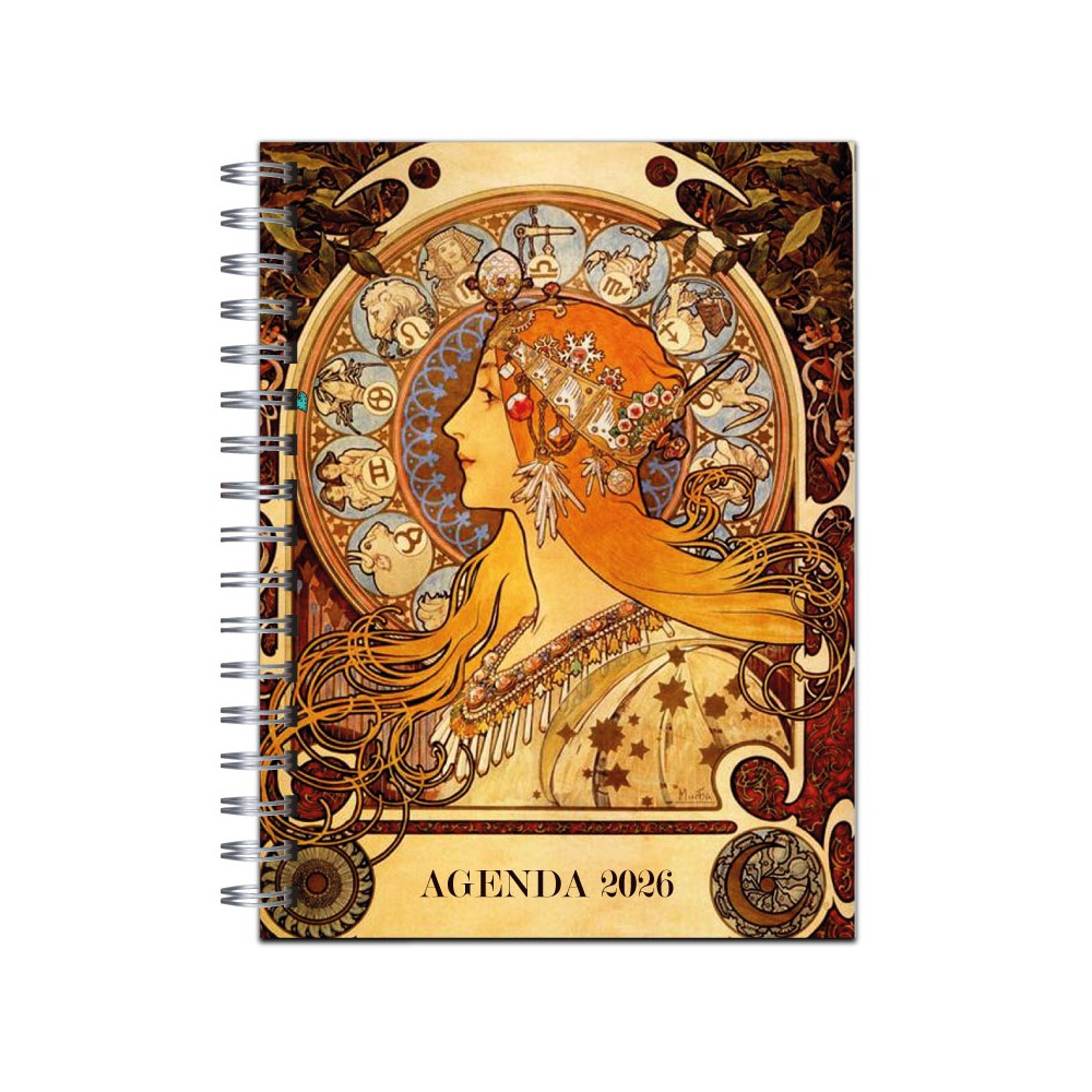 Agenda 2026 tapa dura mod. 6517 "Mucha" en caja para regalo