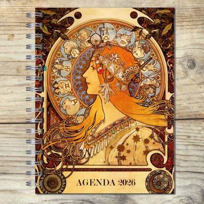 Agenda 2026 tapa dura mod. 6517 "Mucha" en caja para regalo