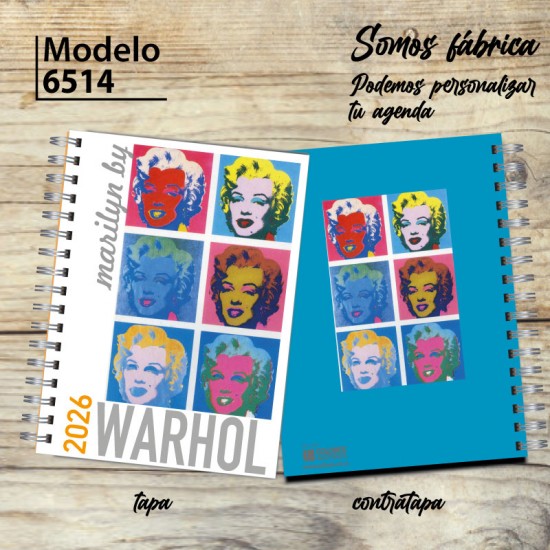 Agenda 2026 tapa dura mod. 6514 "Marilyn by Wharhol" en caja para regalo