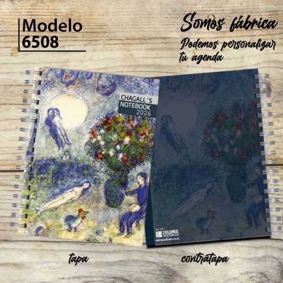 Agenda 2026 tapa dura mod. 6508 "Chagall notebook" en caja para regalo