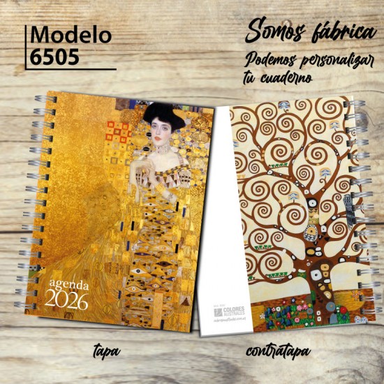 Agenda 2026 tapa dura mod. 6505 "Adele" de Gustav Klimt en caja para regalo