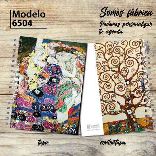 Agenda 2026 tapa dura mod. 6504 "Doncella" de Gustav Klimt  en caja para regalo