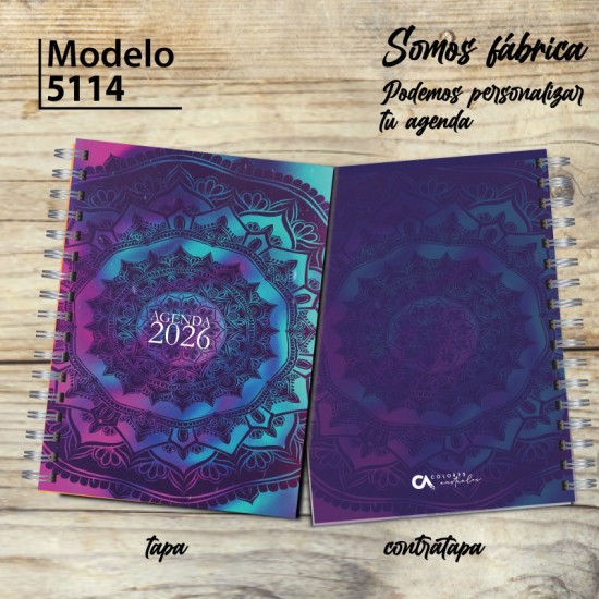 Agenda 2026 tapa dura mod. 5114 "Degradee Mandala" en caja para regalo
