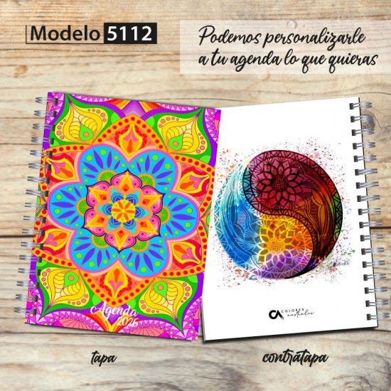 Agenda 2026 tapa dura mod. 5112 "New mandala" en caja para regalo