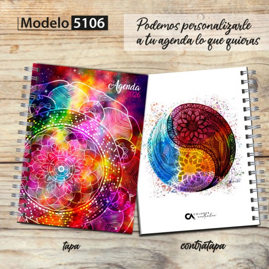 Agenda 2026 tapa dura mod. 5106 "Mandala design" en caja para regalo
