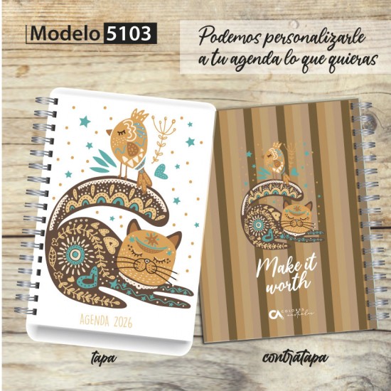 Agenda 2026 tapa dura mod. 5103 "Make it worth" en caja para regalo